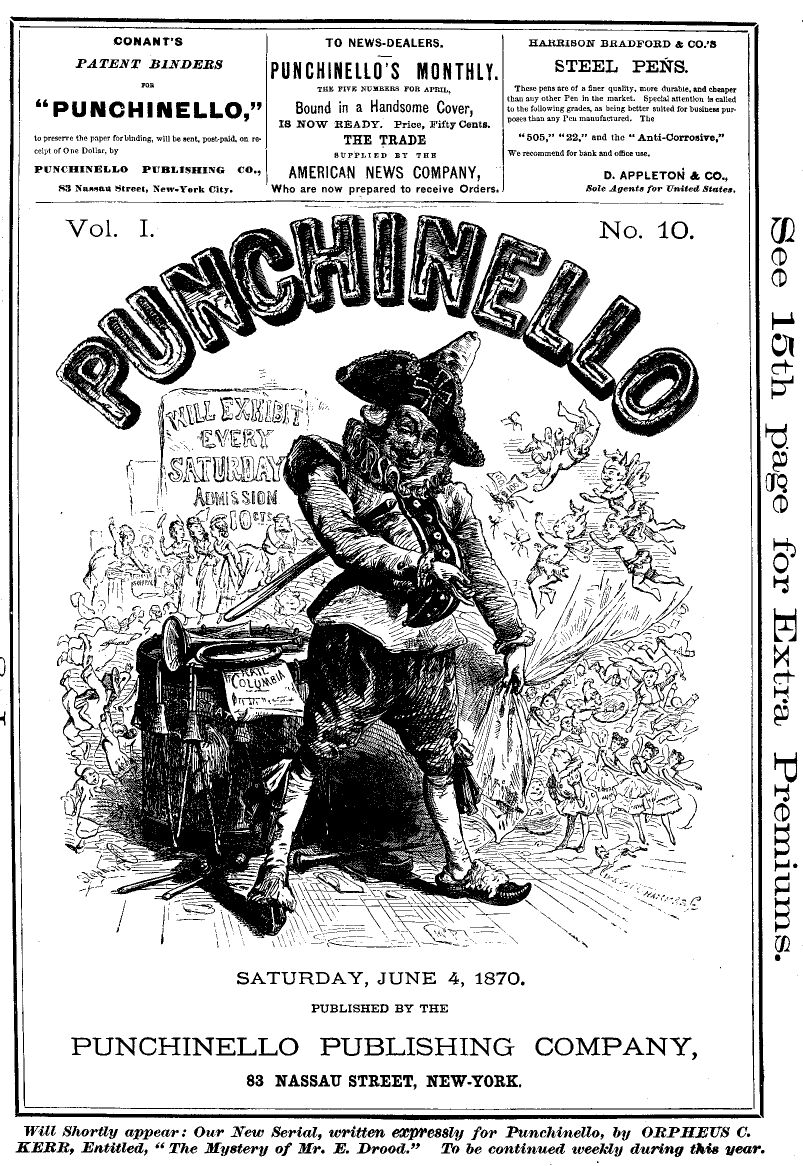 Punchinello, Volume 1, No. 10, June 4, 1870 Punchinello, Volume 1, No. 10, June 4, 1870