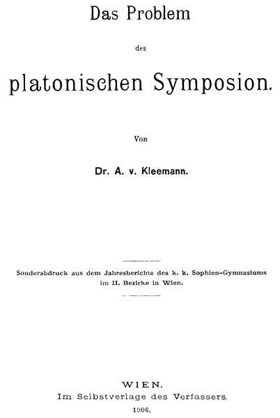 Das Problem des platonischen Symposion.