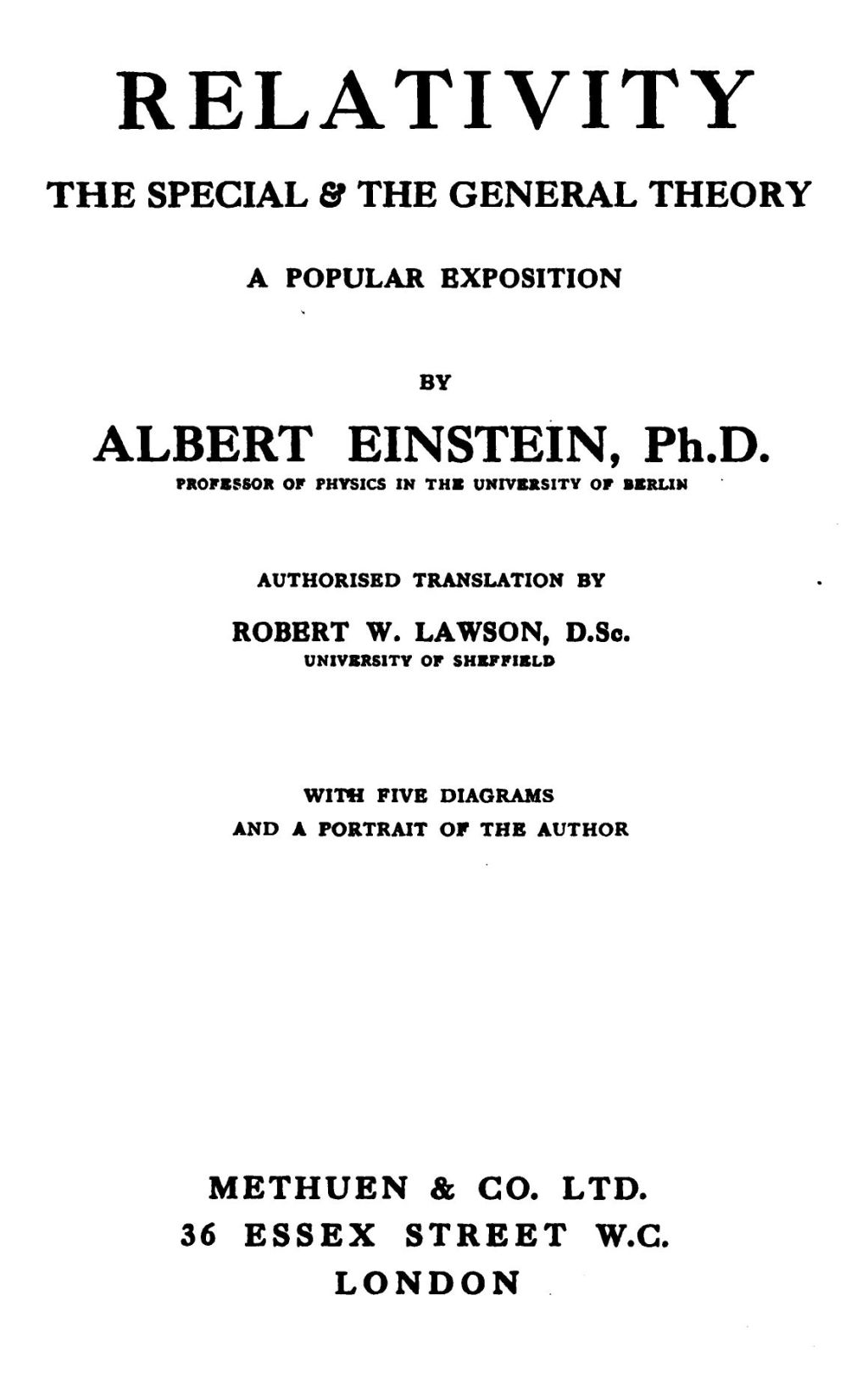 Relativity: The Special & the General Theory A Popular Exposition, 3rd ed. Relativity: The Special & the General Theory A Popular Exposition, 3rd ed.