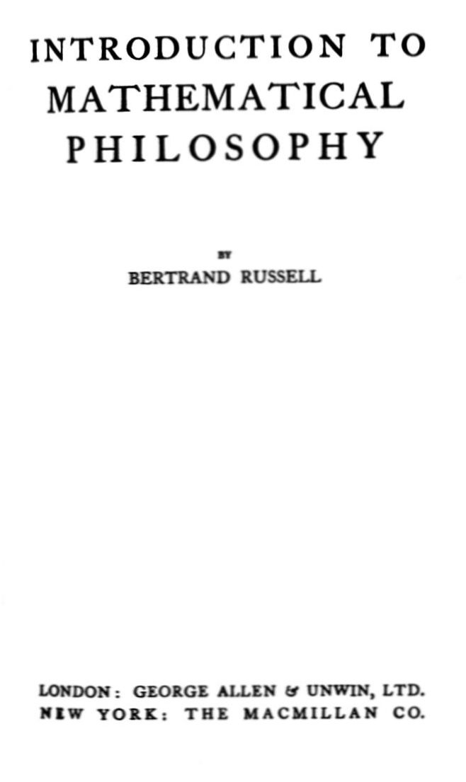 Introduction to Mathematical Philosophy Introduction to Mathematical Philosophy