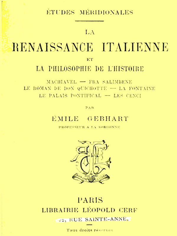 La Renaissance Italienne et la Philosophie de l'Histoire La Renaissance Italienne et la Philosophie de l'Histoire