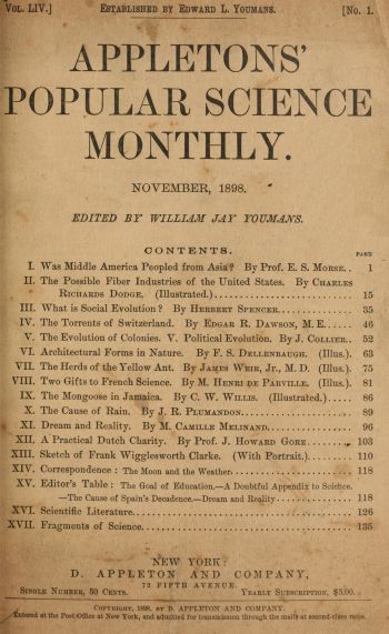 Appletons' Popular Science Monthly, November 1898
Volume 54, November 1898
