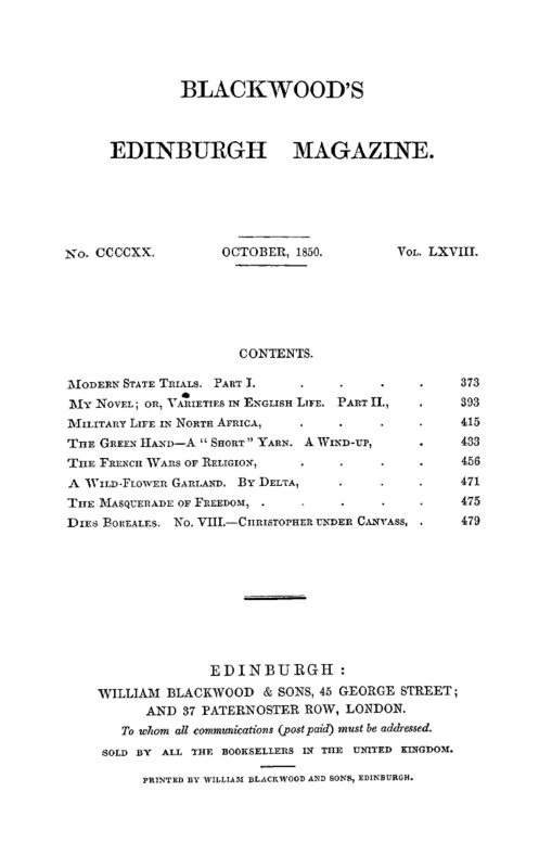 Blackwood's Edinburgh Magazine, Vol. 68, No 420, October 1850 Blackwood's Edinburgh Magazine, Vol. 68, No 420, October 1850