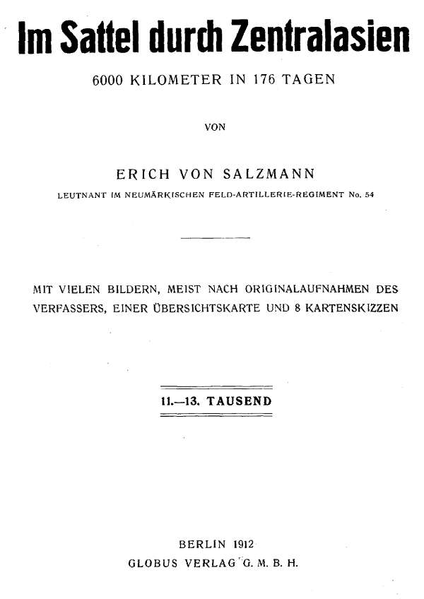 Erich von Salzmann - Orta Asya'da Atla: 176 Günde 6000 Kilometre