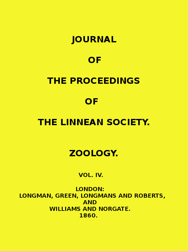 Journal of the Proceedings of the Linnean Society - Vol. 4
Zoology