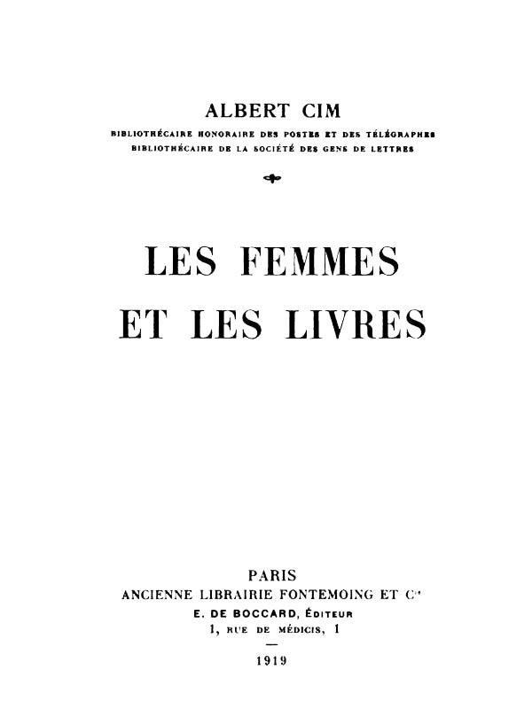 Les femmes et les livres Les femmes et les livres