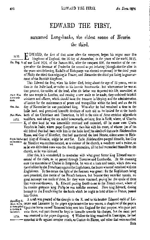 Chronicles of England, Scotland and Ireland (2 of 6): England (09 of 12) Edward the First, Surnamed Longshanks, the Eldest Sonne of Henrie the Third Chronicles of England, Scotland and Ireland (2 of 6): England (09 of 12) Edward the First, Surnamed Longshanks, the Eldest Sonne of Henrie the Third