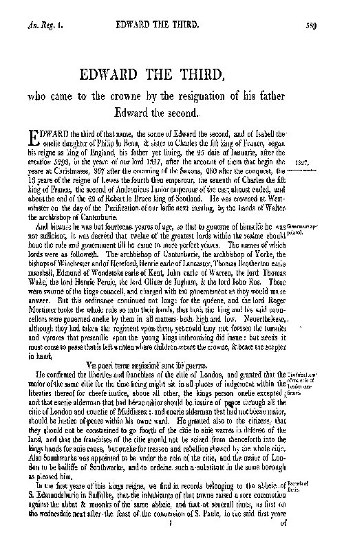 Chronicles of England, Scotland and Ireland (2 of 6): England (11 of 12)
Edward the Third, Who Came to the Crowne by the Resignation of His Father Edward the Second