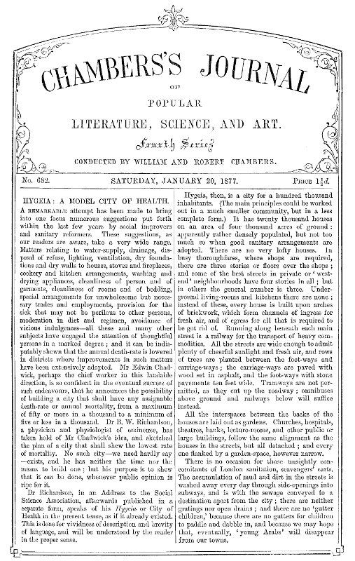 Chambers's Journal of Popular Literature, Science, and Art, No. 682 January 20, 1877. Chambers's Journal of Popular Literature, Science, and Art, No. 682 January 20, 1877.