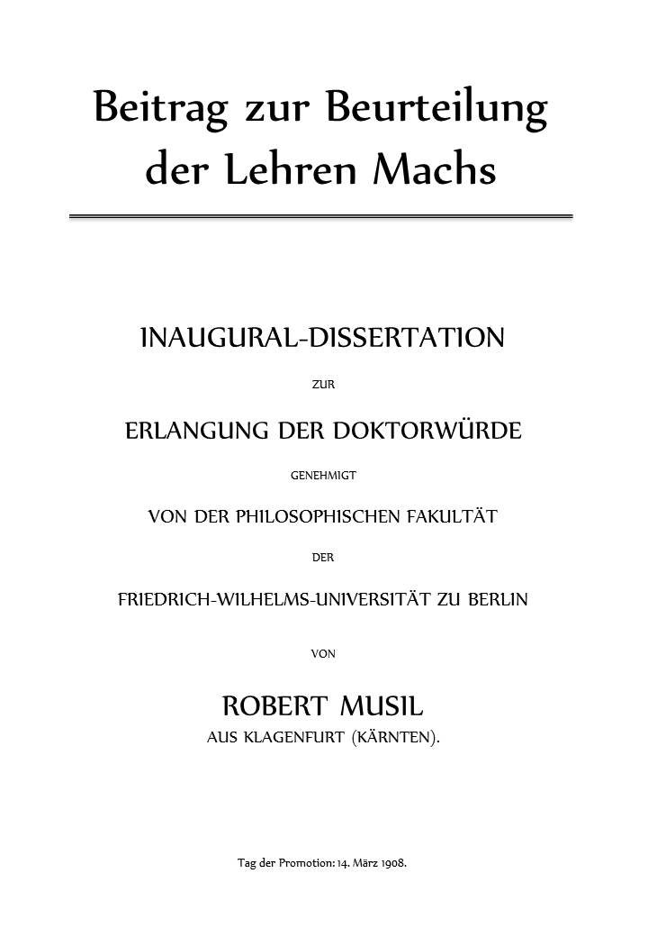 Beitrag zur Beurteilung der Lehren Machs Beitrag zur Beurteilung der Lehren Machs