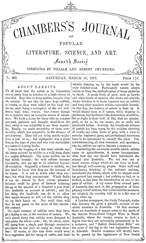 Chambers's Journal of Popular Literature, Science, and Art, No. 689 March 10, 1877 Chambers's Journal of Popular Literature, Science, and Art, No. 689 March 10, 1877