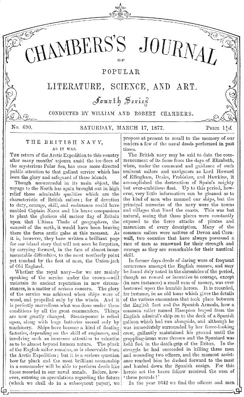 Chambers's Journal of Popular Literature, Science, and Art, No.690 March 17, 1877 Chambers's Journal of Popular Literature, Science, and Art, No.690 March 17, 1877
