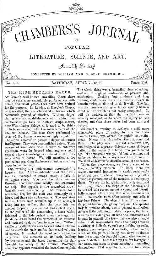 Chambers's Journal of Popular Literature, Science, and Art, No. 693 April 7, 1877 Chambers's Journal of Popular Literature, Science, and Art, No. 693 April 7, 1877