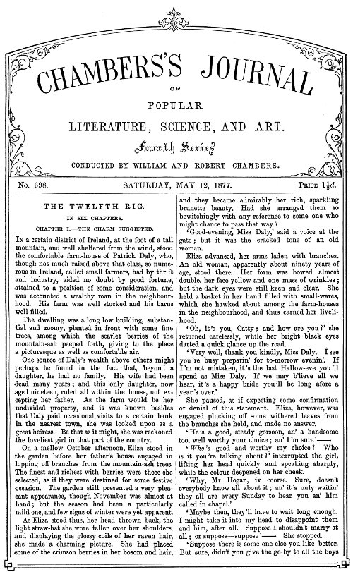 Chambers's Journal of Popular Literature, Science, and Art, No. 698 May 12, 1877 Chambers's Journal of Popular Literature, Science, and Art, No. 698 May 12, 1877