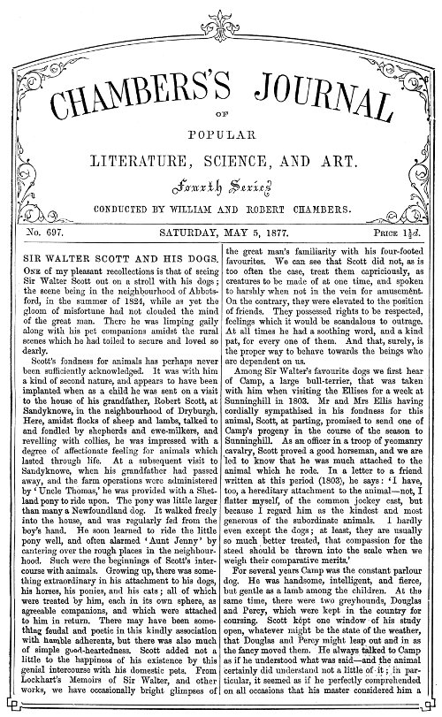 Chambers's Journal of Popular Literature, Science, and Art, No. 697 May 5, 1877 Chambers's Journal of Popular Literature, Science, and Art, No. 697 May 5, 1877