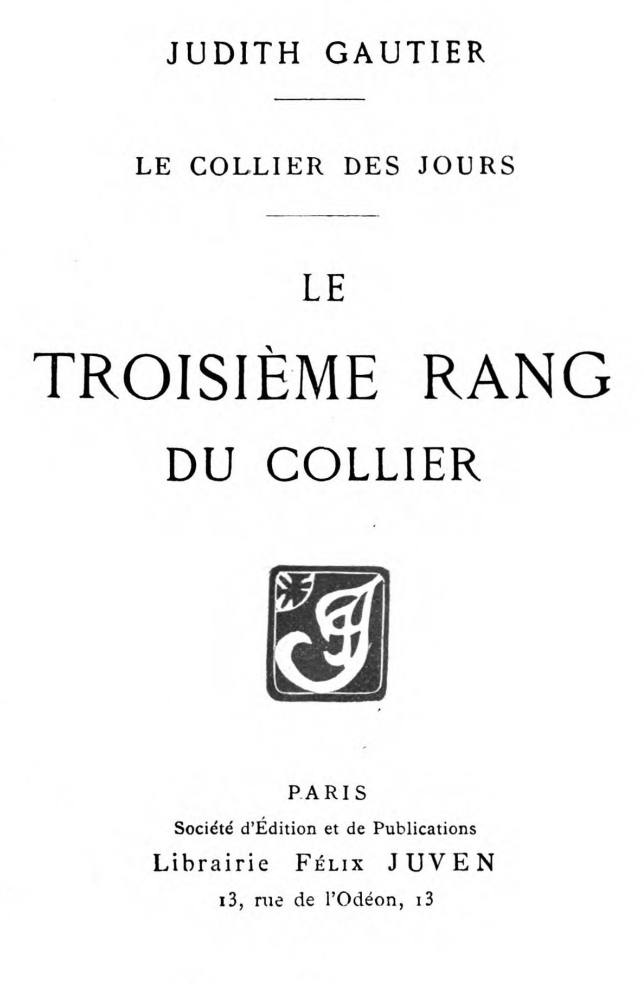 Le collier des jours: Le troisième rang du collier Le collier des jours: Le troisième rang du collier