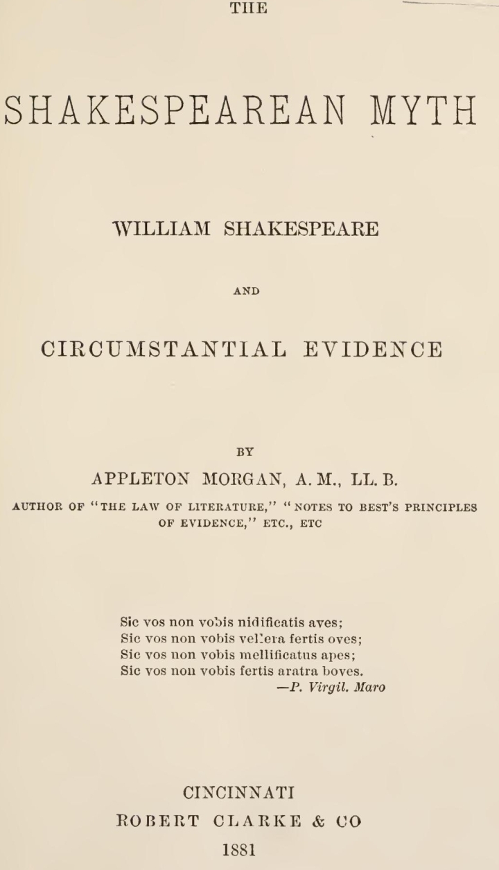 The Shakespearean Myth: William Shakespeare and Circumstantial Evidence