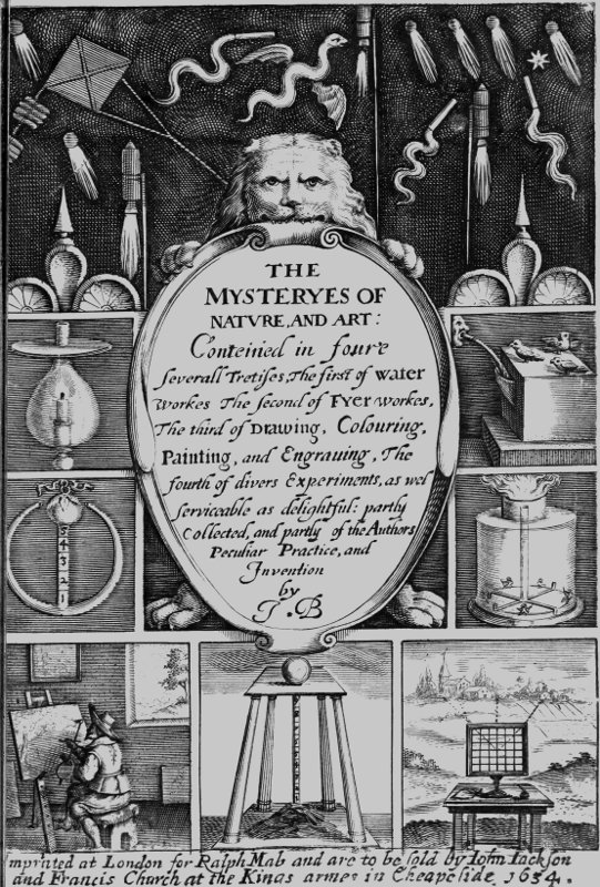 The Mysteryes of Nature and Art Conteined in foure severall Tretises, The first of water workes, The second of Fyer workes, The third of Drawing, Colouring, Painting, and Engraving, The fourth of divers Experiments, as wel serviceable as delightful: partly Collected, and partly of the Authors Peculiar Practice, and Invention The Mysteryes of Nature and Art Conteined in foure severall Tretises, The first of water workes, The second of Fyer workes, The third of Drawing, Colouring, Painting, and Engraving, The fourth of divers Experiments, as wel serviceable as delightful: partly Collected, and partly of the Authors Peculiar Practice, and Invention