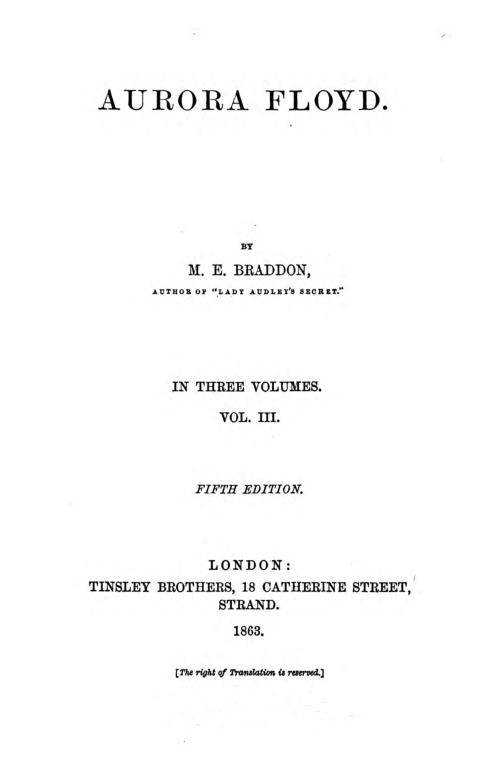 Aurora Floyd, Vol. 3 Fifth Edition Aurora Floyd, Vol. 3 Fifth Edition