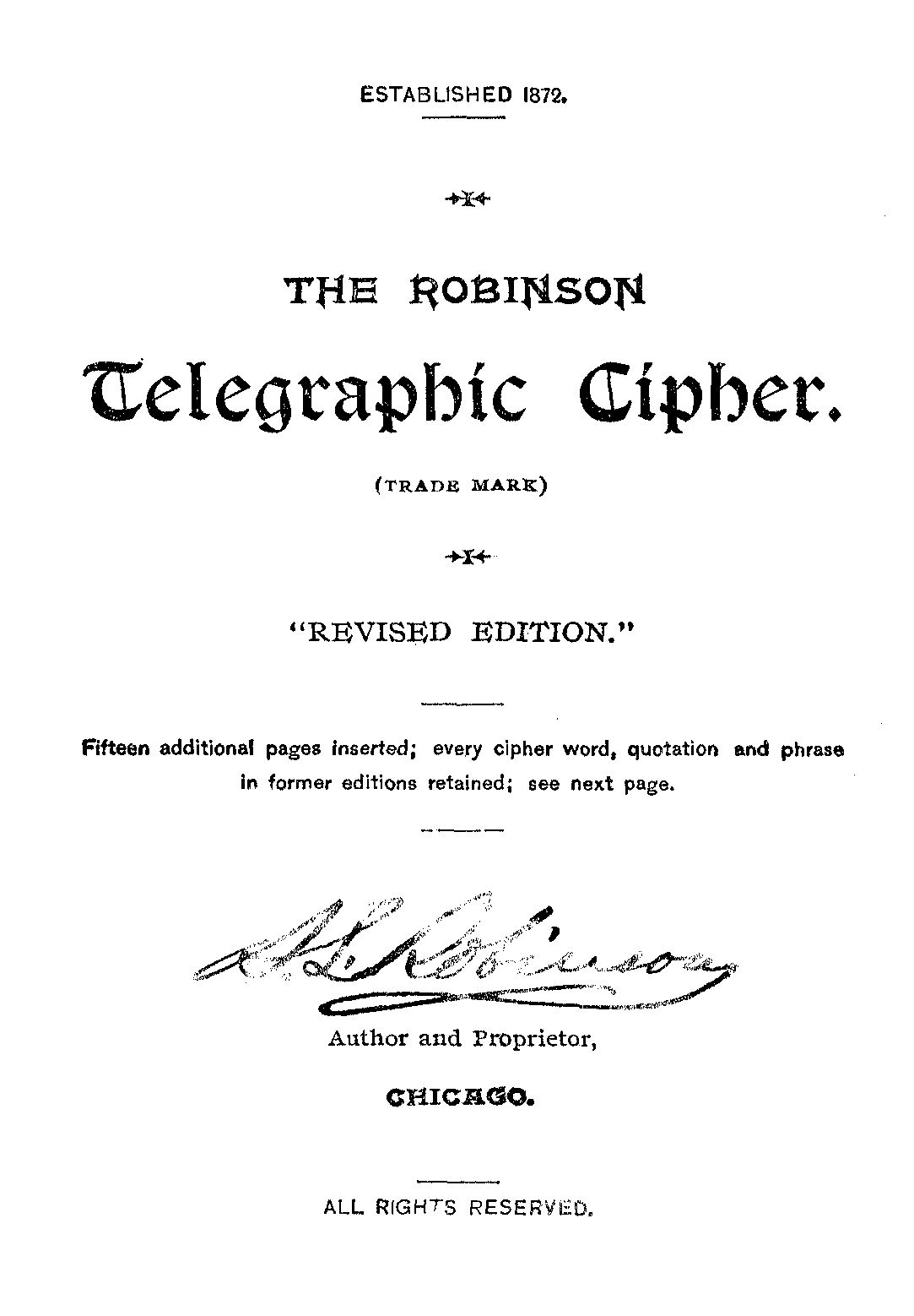 Robinson Telegraf Şifreleme Metodu