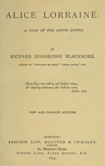 Alice Lorraine: A Tale of the South Downs Alice Lorraine: A Tale of the South Downs