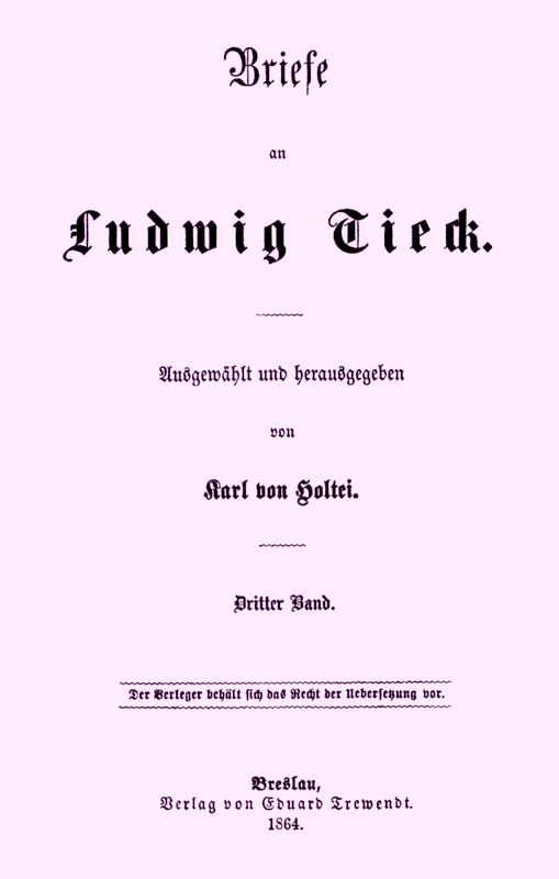 Ludwig Tieck'e Mektuplar (3/4) Üçüncü Kitap