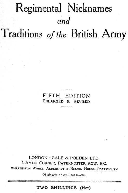 Regimental Nicknames and Traditions of the British Army Regimental Nicknames and Traditions of the British Army