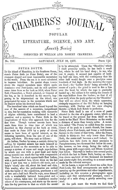 Chambers's Journal of Popular Literature, Science, and Art, No. 709 July 28, 1877 Chambers's Journal of Popular Literature, Science, and Art, No. 709 July 28, 1877