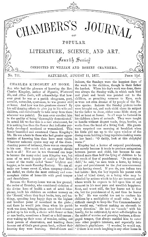 Chambers's Journal of Popular Literature, Science, and Art, No. 711, August 11, 1877 Chambers's Journal of Popular Literature, Science, and Art, No. 711, August 11, 1877