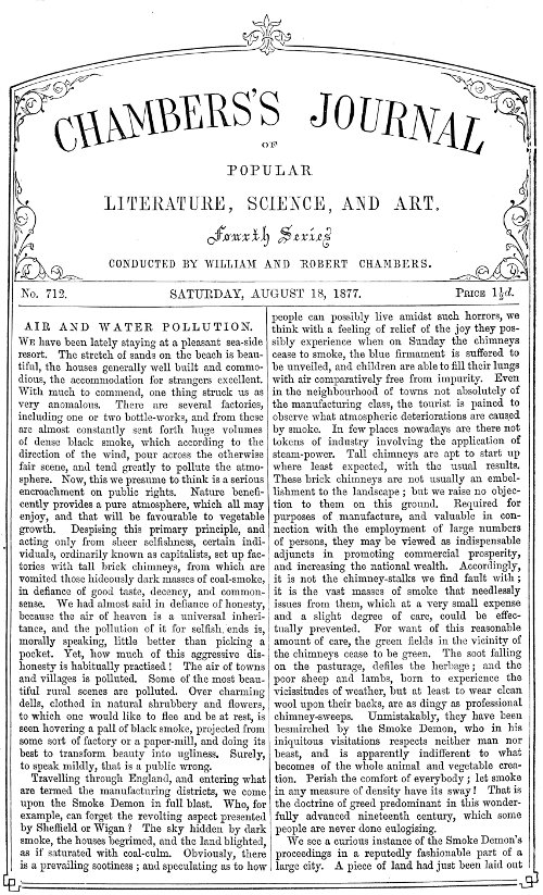 Chambers's Journal of Popular Literature, Science, and Art, No. 712
August 18, 1877