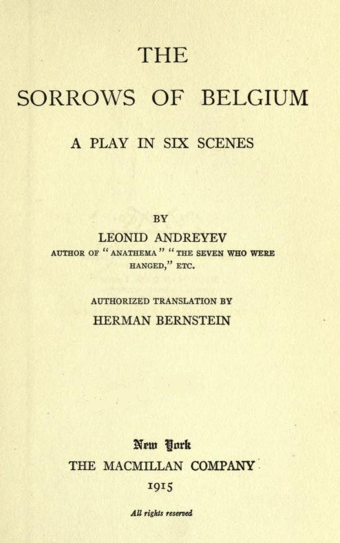 The Sorrows of Belgium: A Play in Six Scenes