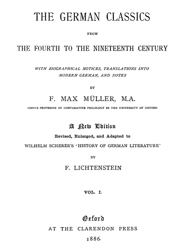 The German Classics from the Fourth to the Nineteenth Century, Vol. 1 (of 2)