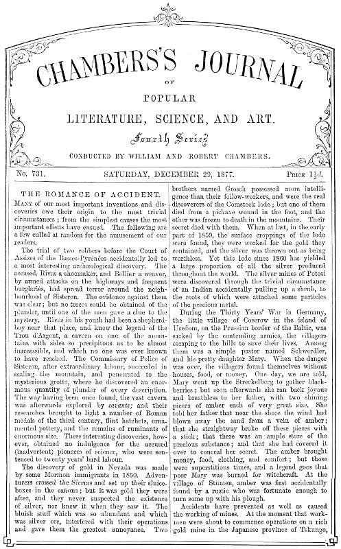 Chambers's Journal of Popular Literature, Science, and Art, No. 731 December 29, 1877 Chambers's Journal of Popular Literature, Science, and Art, No. 731 December 29, 1877