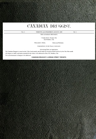 The Canadian Druggist, Vol., 1, No. 2; August, 1889