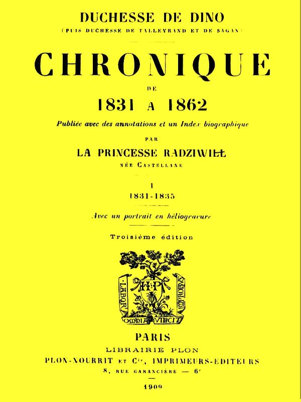 Chronique de 1831 à 1862, Tome 1 (de 4) Chronique de 1831 à 1862, Tome 1 (de 4)