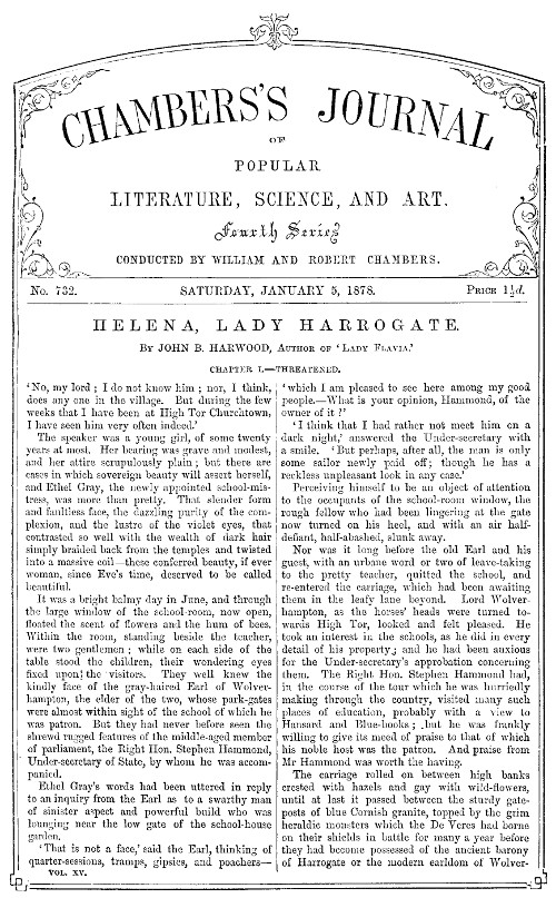 Chambers's Journal of Popular Literature, Science, and Art, No. 732 January 5, 1878 Chambers's Journal of Popular Literature, Science, and Art, No. 732 January 5, 1878