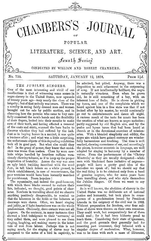 Chambers'ın Halk Edebiyatı, Bilim ve Sanat Dergisi, No. 733, 12 Ocak 1878 Chambers'ın Halk Edebiyatı, Bilim ve Sanat Dergisi, No. 733, 12 Ocak 1878