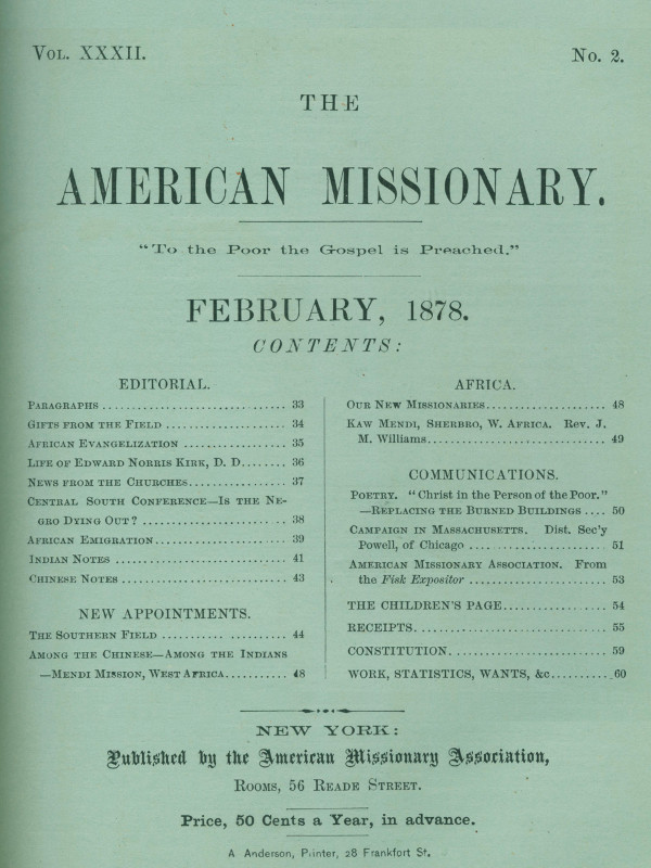 The American Missionary — Volume 32, No. 02, February, 1878 The American Missionary — Volume 32, No. 02, February, 1878
