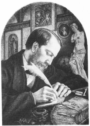 Image unavailable: CLARENCE C. COOK AT THE AGE OF 36 FROM A PEN-AND-INK DRAWING MADE IN 1864 BY THOMAS C. FARRAR, PUPIL OF JOHN RUSKIN