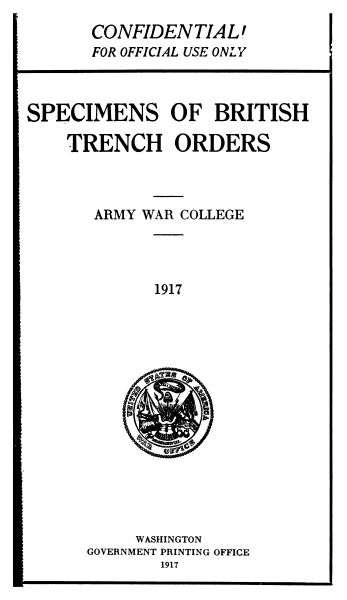 Specimens of British Trench Orders Specimens of British Trench Orders