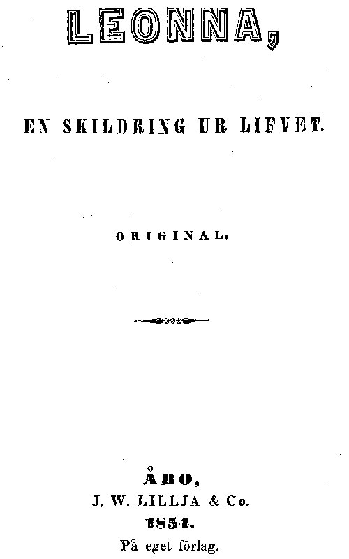 Leonna: En skildring ur lifvet