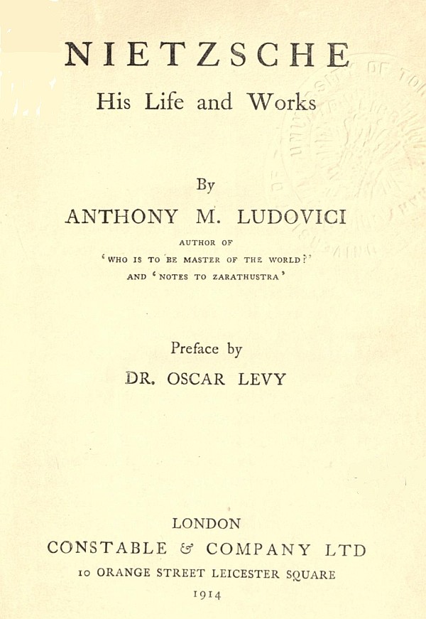 Nietzsche: His Life and Works Nietzsche: His Life and Works