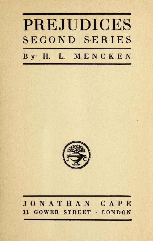 Prejudices, second series Prejudices, second series