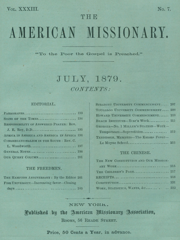 The American Missionary — Volume 33, No. 07, July, 1879 The American Missionary — Volume 33, No. 07, July, 1879