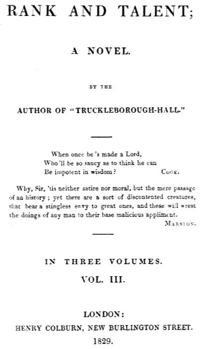 Rank and Talent; A Novel, Vol. 3 (of 3) Rank and Talent; A Novel, Vol. 3 (of 3)