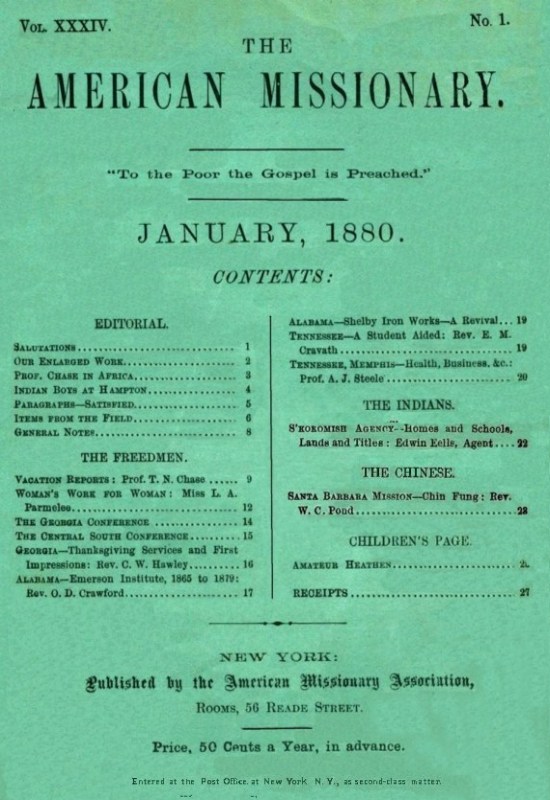 The American Missionary — Volume 34, No. 1, January, 1880 The American Missionary — Volume 34, No. 1, January, 1880