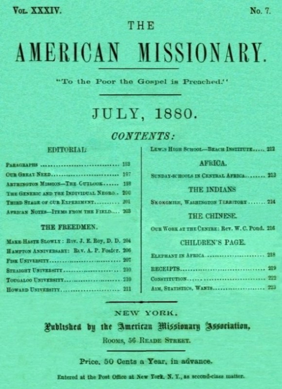 The American Missionary — Volume 34, No. 7, July, 1880 The American Missionary — Volume 34, No. 7, July, 1880