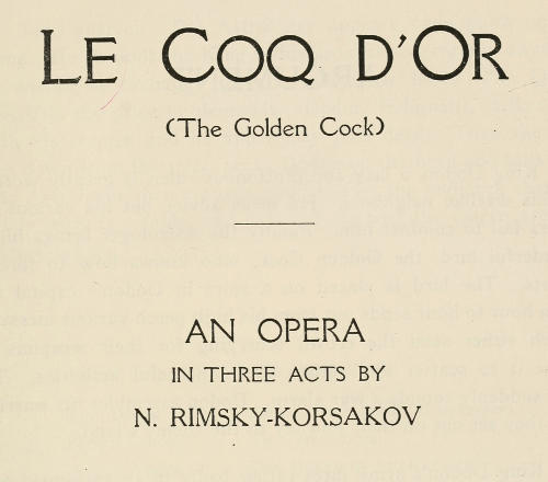 Le Coq d'Or (The Golden Cock): An Opera in Three Acts Le Coq d'Or (The Golden Cock): An Opera in Three Acts