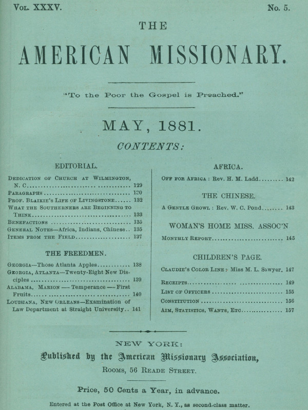 The American Missionary — Volume 35, No. 5, May, 1881 The American Missionary — Volume 35, No. 5, May, 1881