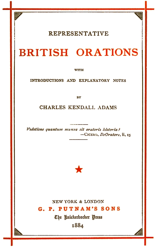 Representative British Orations Volume 1 (of 4) With Introductions and Explanatory Notes Representative British Orations Volume 1 (of 4) With Introductions and Explanatory Notes
